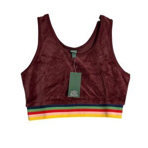 New Wild Fable Velour Cropped Tank Top Womens‎ S Burgundy Athletic Workout